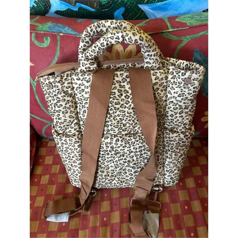 NWT BEIS x Elsa Hosk Quilted Backpack Tote Diaper Bag in Animal Print Wild Child
